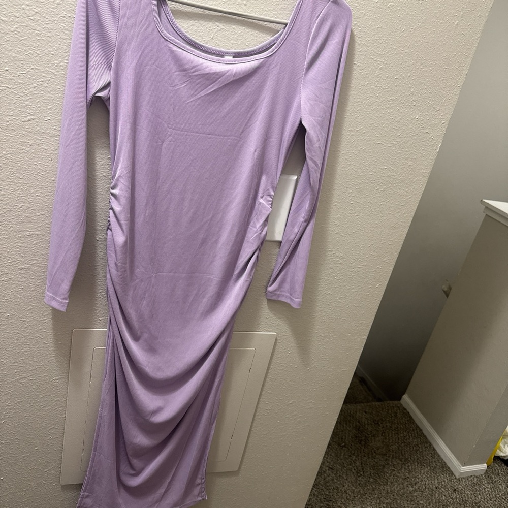 Elegant Lavender Long Sleeve Dress